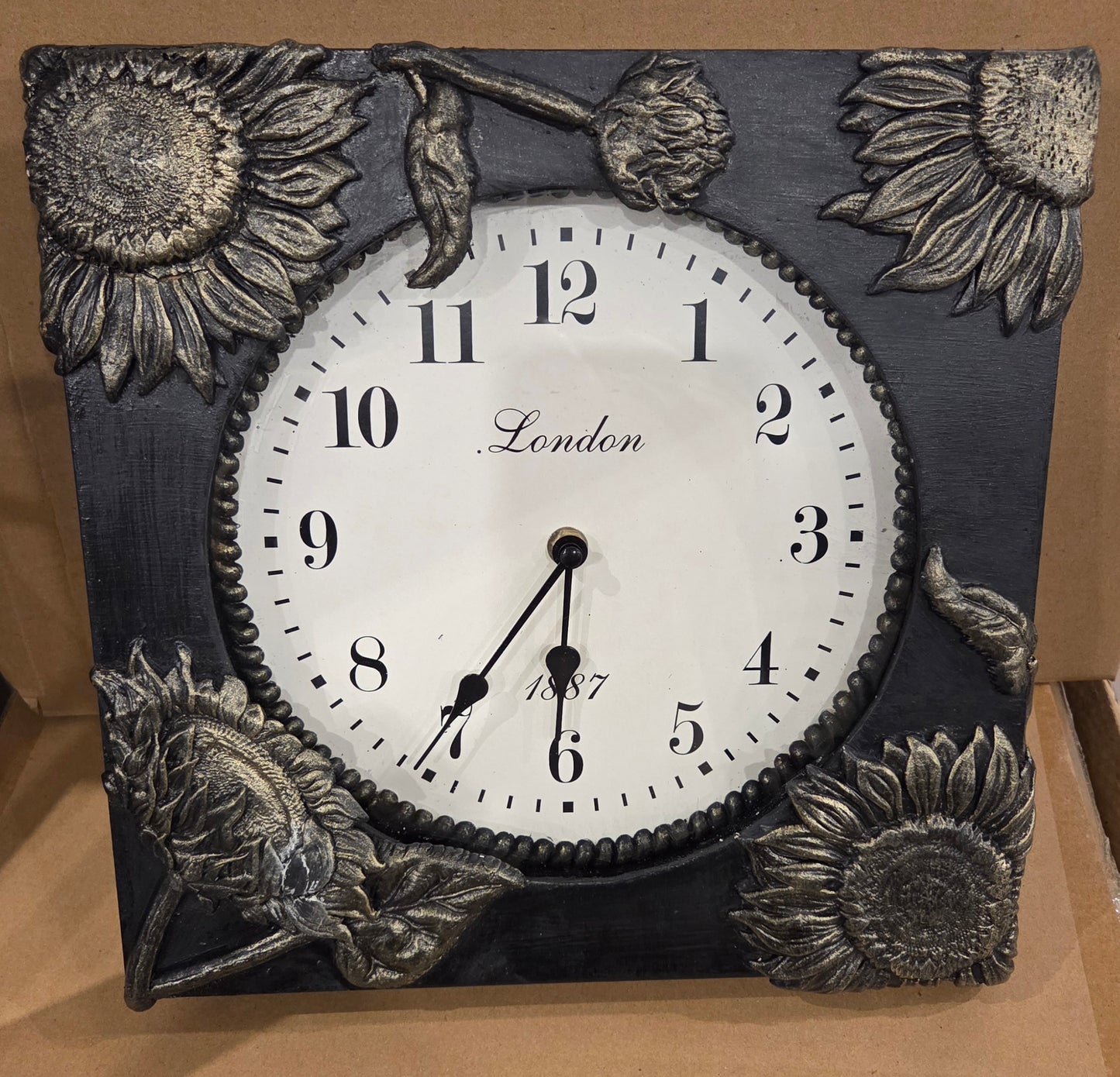 Black and Gold Sunflower box clock