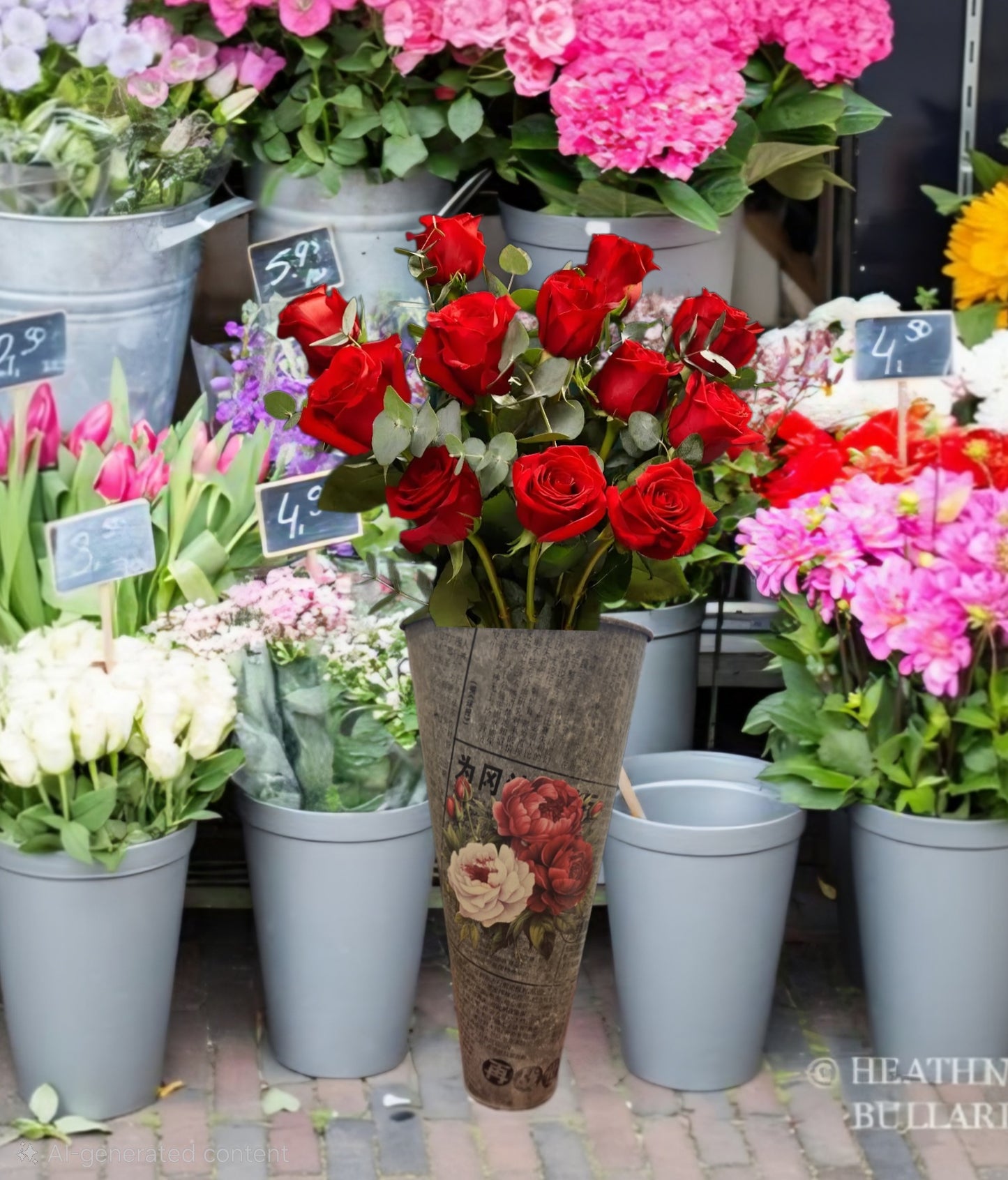 Metal Trumpet Shaped Flower Container
