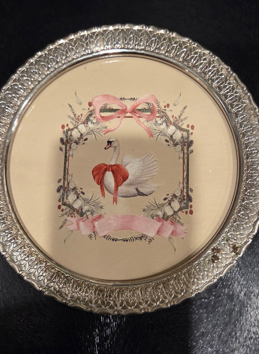 Small glass and silver metal trays