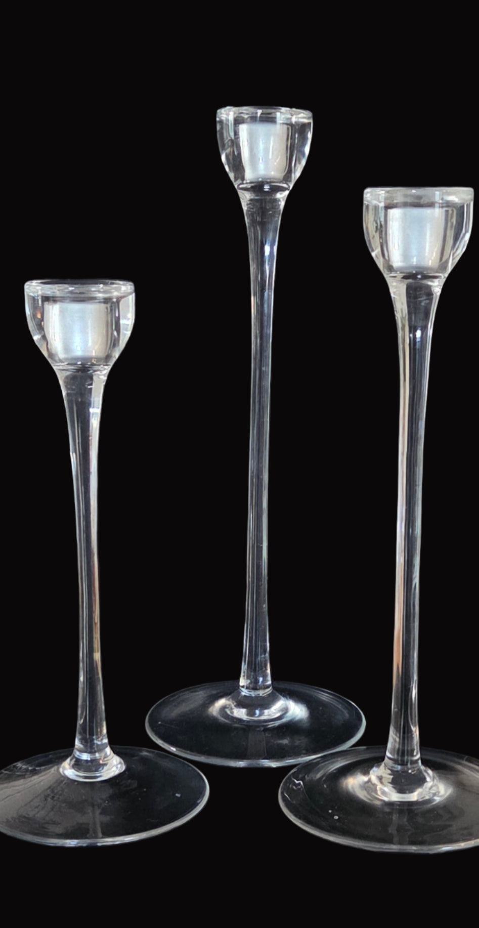 Elegant Pre-loved Glass Candle sticks - buy as set or individually