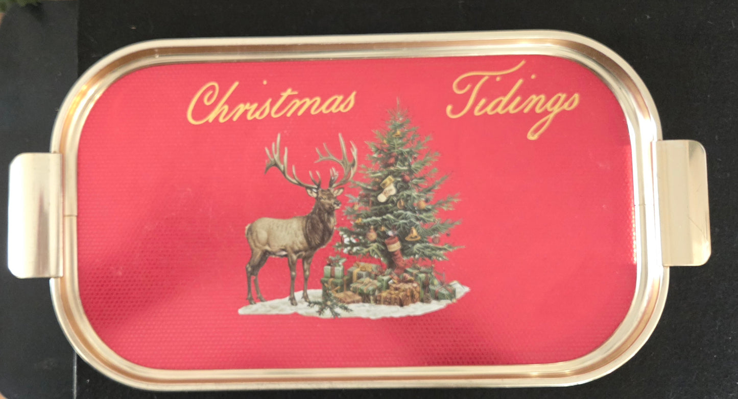 Red and Gold Vintage Christmas Tray