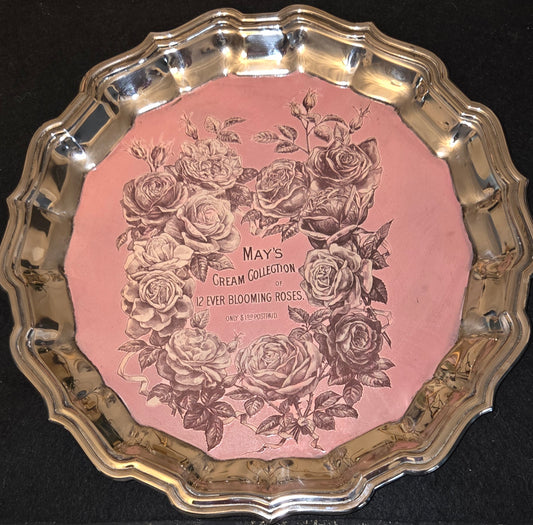 Hand Painted Sliver Metal Tray