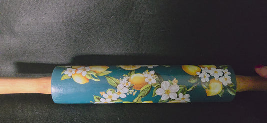 Hand Decorated Decorative Rolling Pin - Summer Lemons Range - For Display only