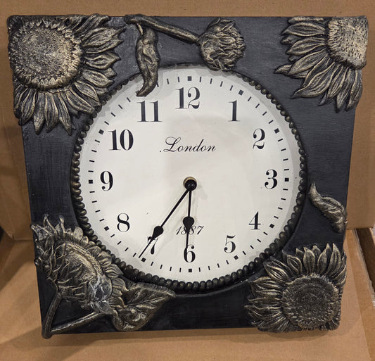 Black and Gold Sunflower box clock