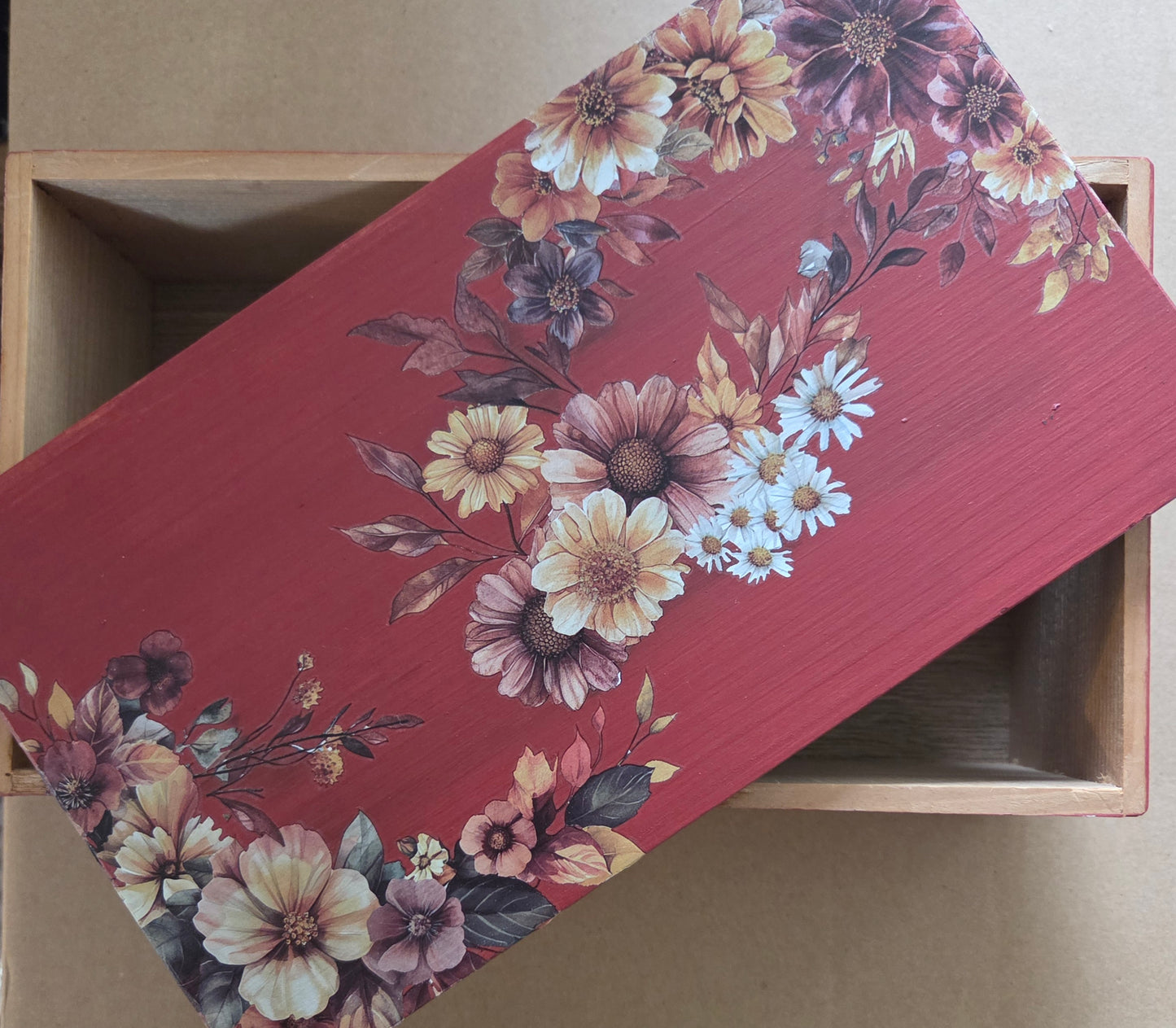 Red Floral Storage box