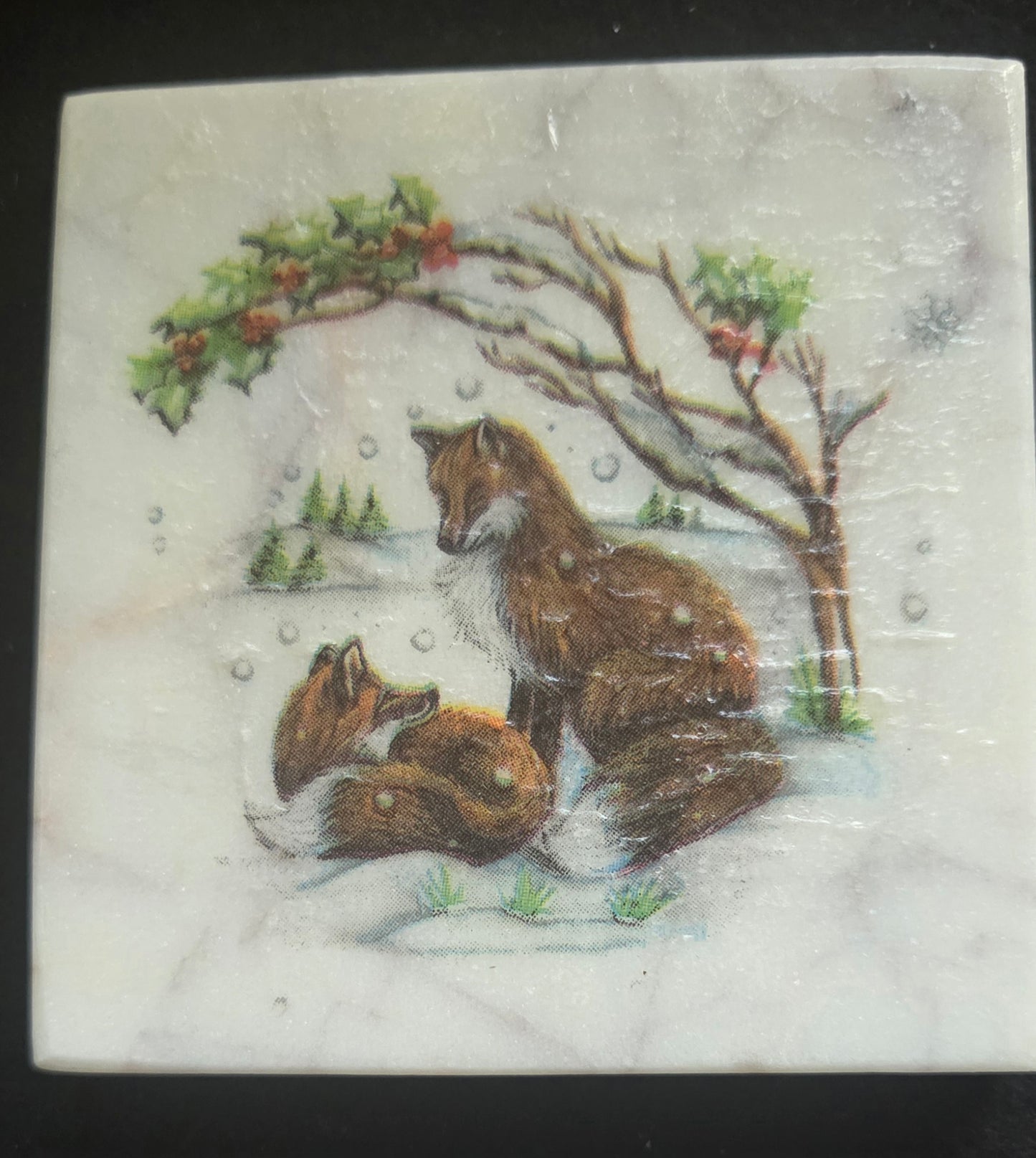 Marble Winter Themed Coasters. Three Designs Available - Sold Separately or As Set.