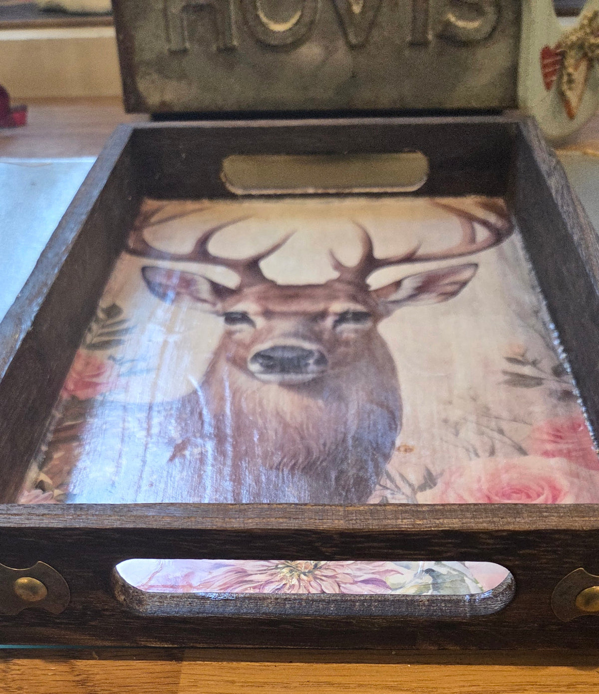32cm Wooden Decoupaged Tray,