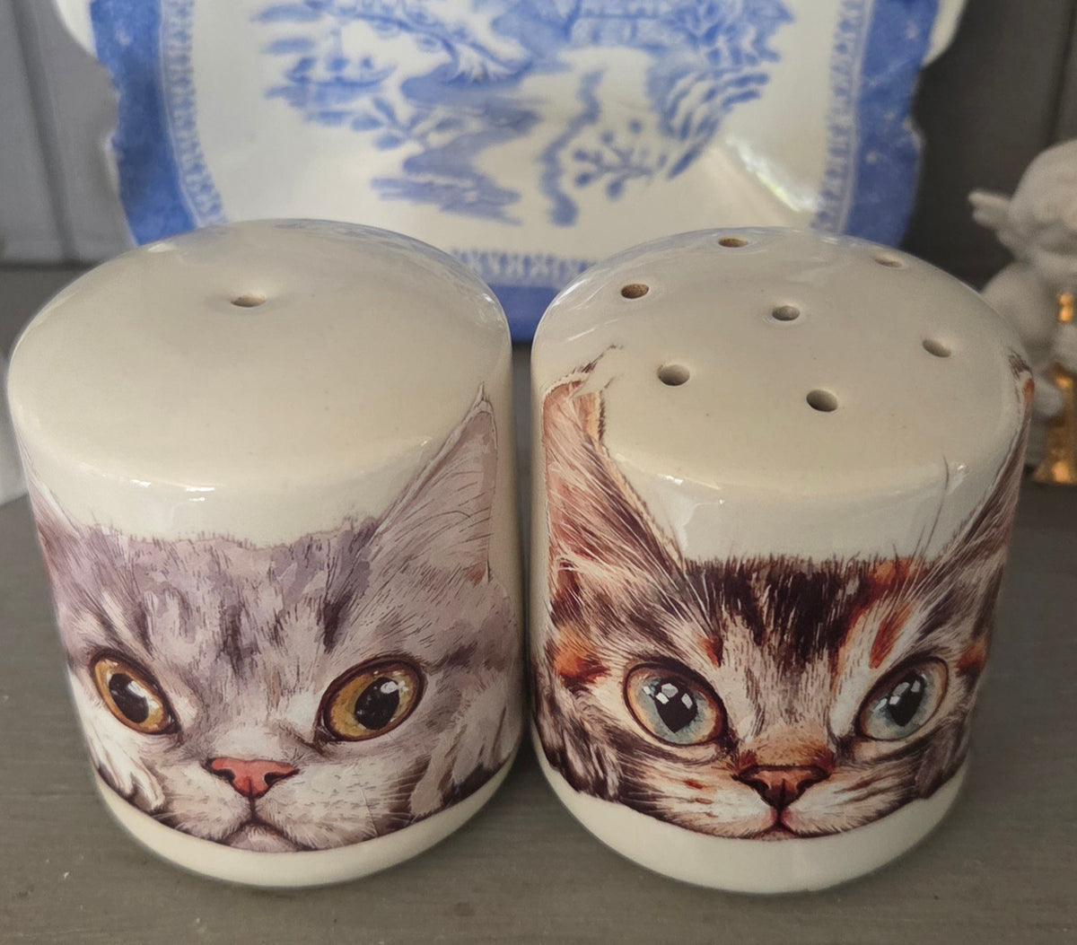 Adorable Bespoke Ceramic Cat Salt and Pepper Shakers