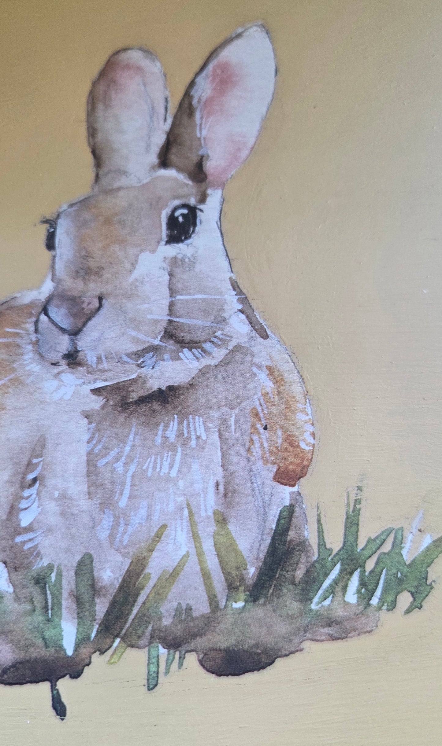 Decorative Wooden Riser with a Spring Rabbit Design