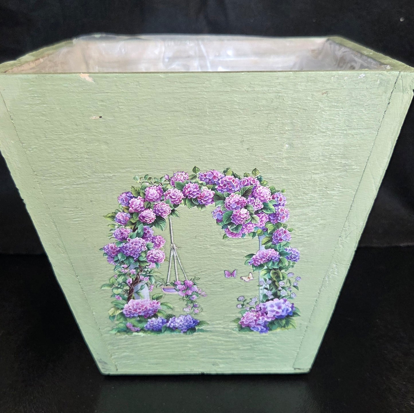 Bespoke Hand Decorated Square Wooden Planter