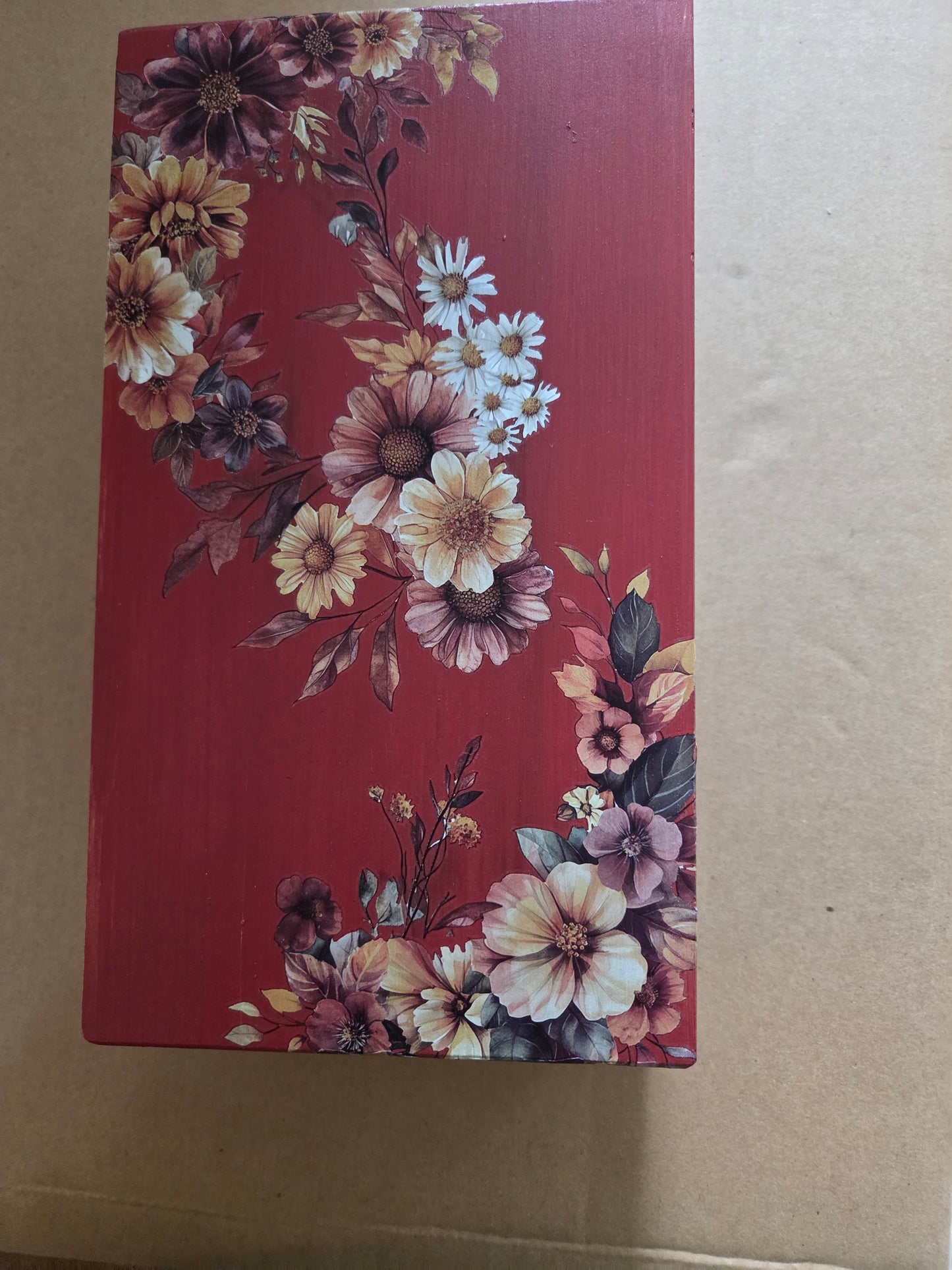 Red Floral Storage box