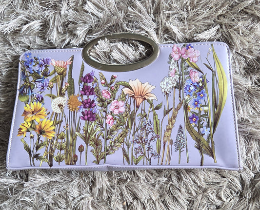 Bespoke Re-imagined Lilac clutch bag.