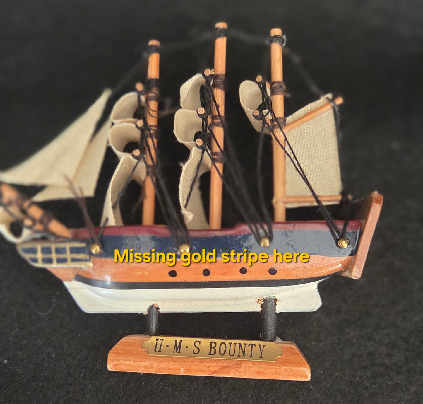 Miniature model of HMS Bounty. Two available, one slightly imperfect (see details and price)