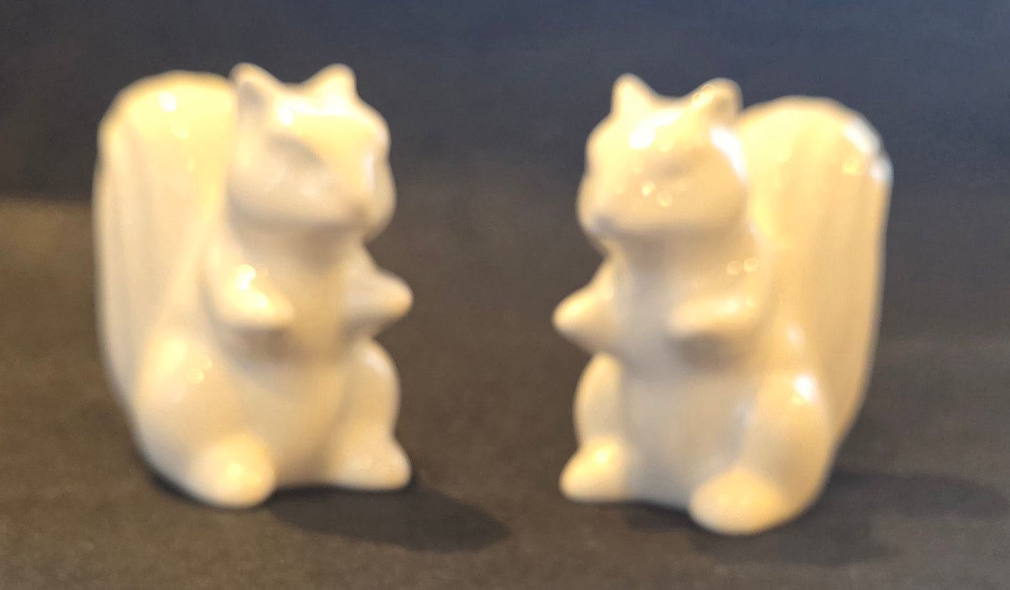 White Squirrel Salt and Pepper Shakers