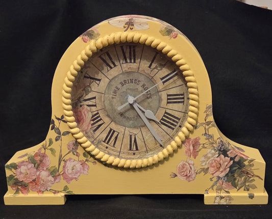 Stunning Yellow Wooden Mantel Clock