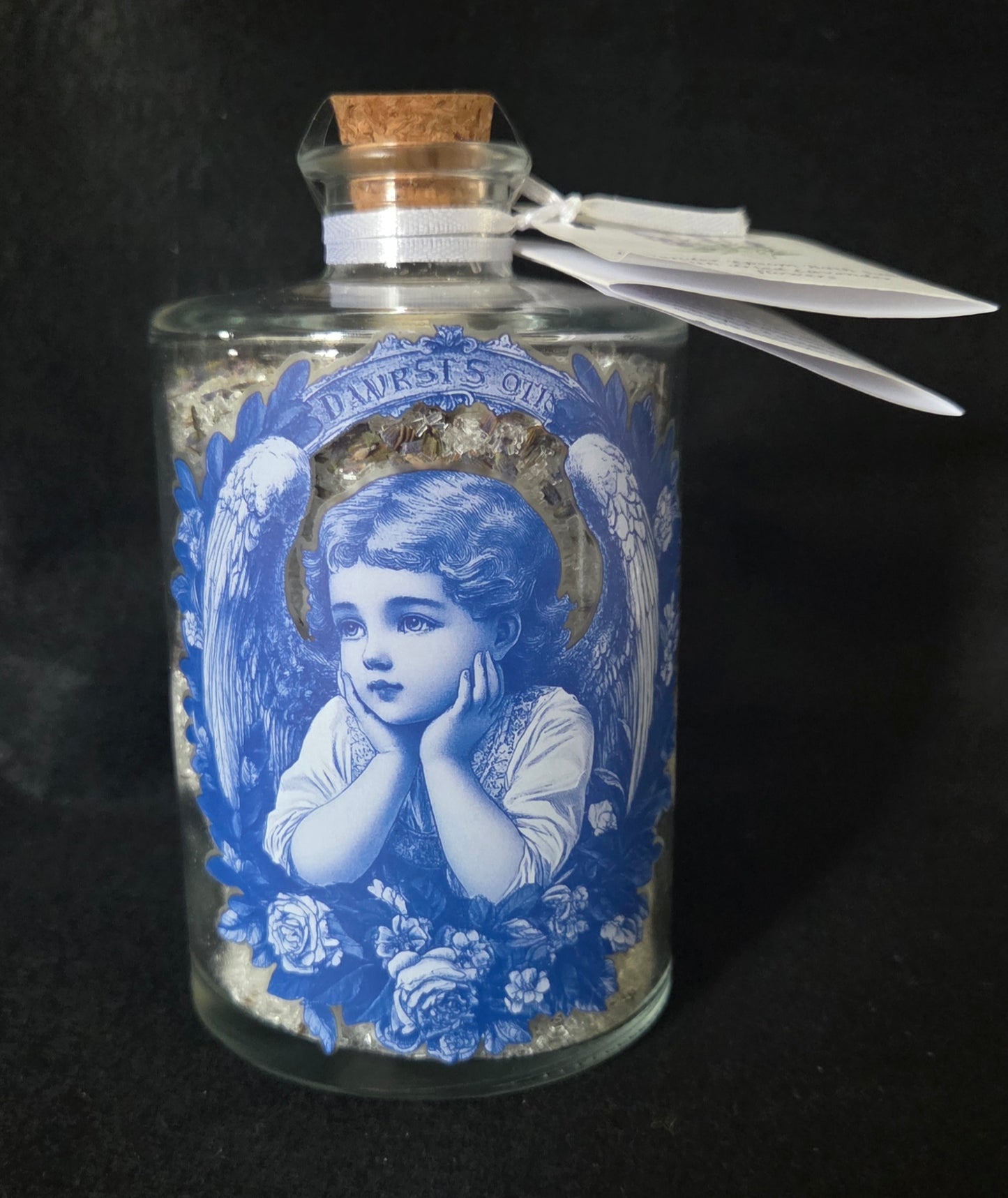 Lovely Blue Angel Bottle Containing Lavender Bath Salts - 500g