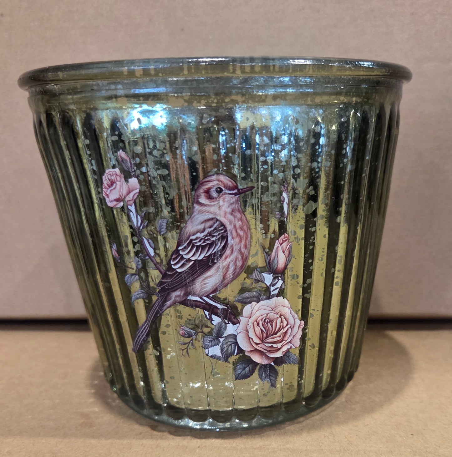 Mercury glass plant pot