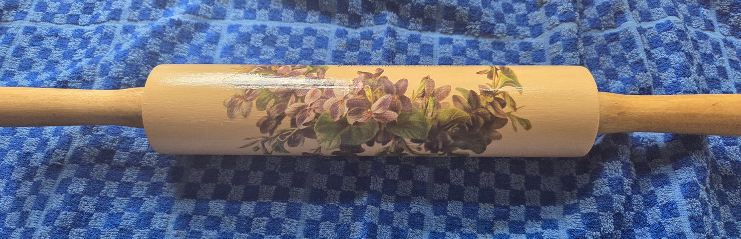 Bespoke one-off Hand Decorated Rolling Pin - Violet Poem
