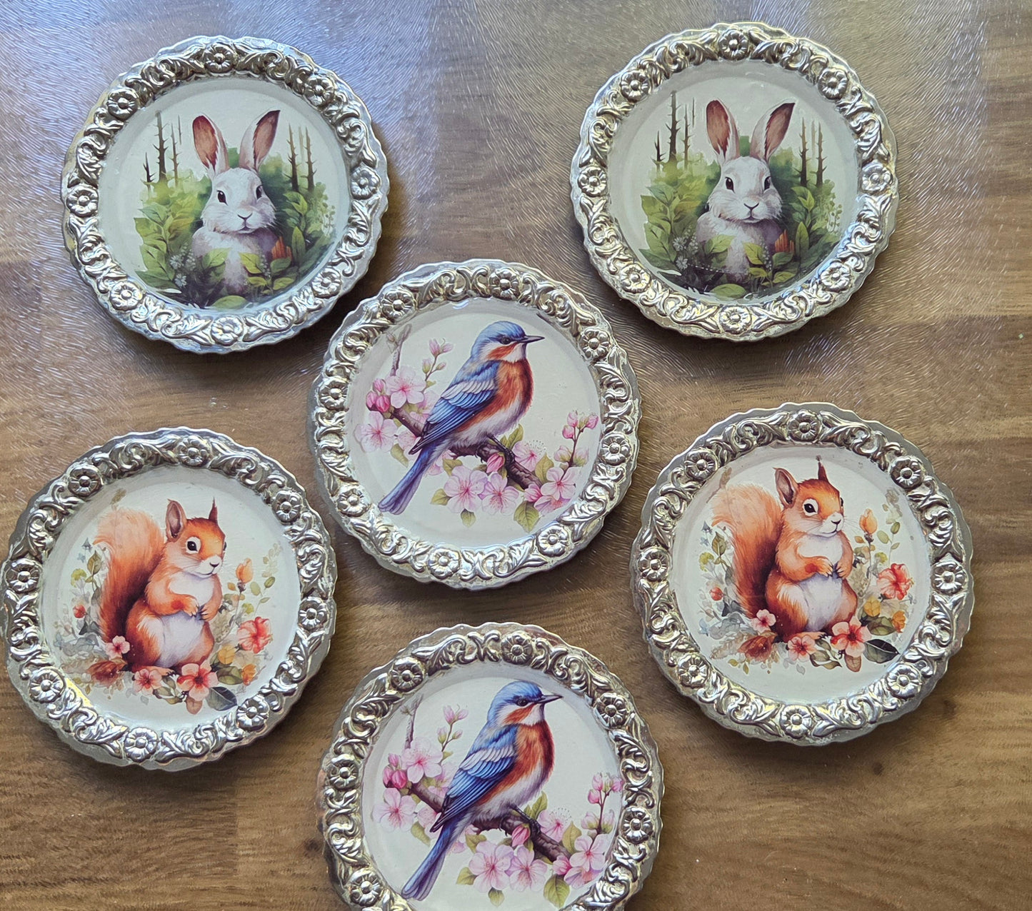 Unique Re-imagined Vintage Silver Metal Coasters - 3 designs