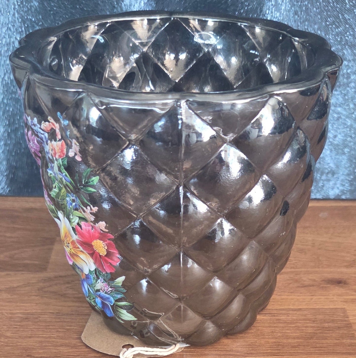 Bespoke Heavy Glass Floral Flower Pot