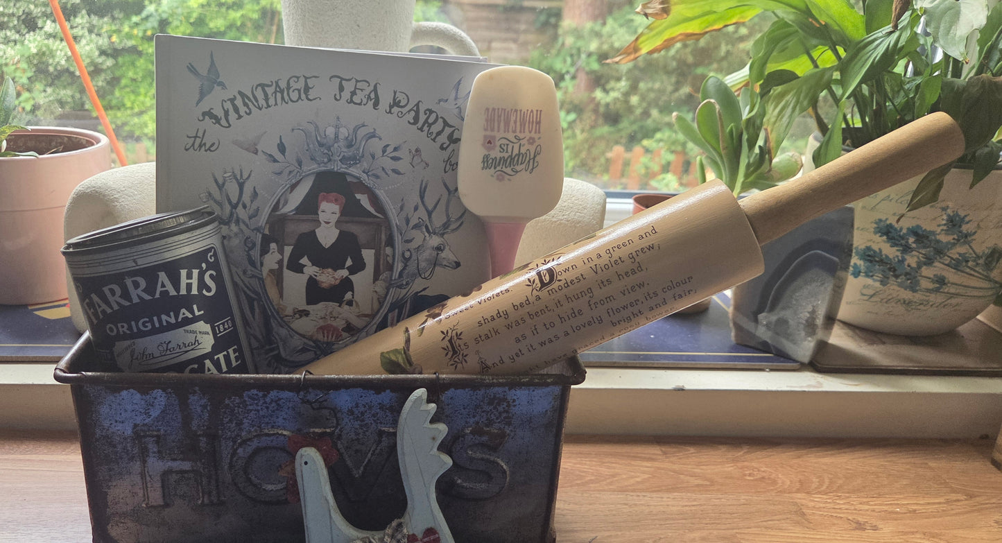 Bespoke one-off Hand Decorated Rolling Pin - Violet Poem