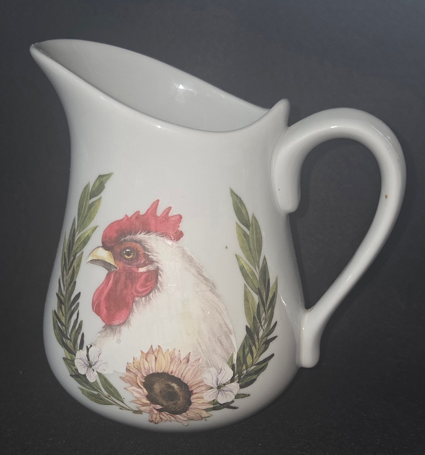 Bespoke, Re-imagined Milk Jug - Decorated with Chicken and Sunflowers