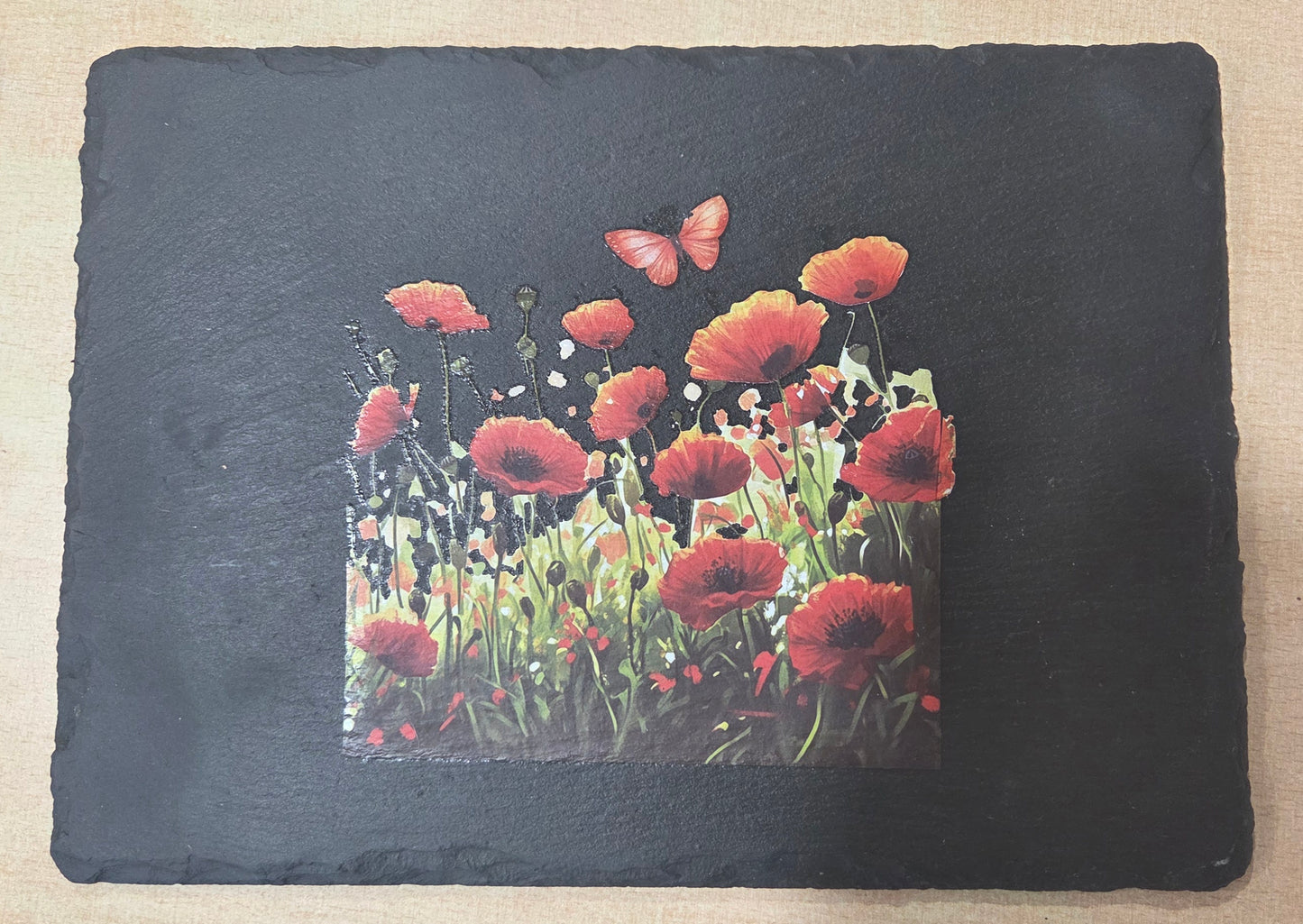 Bespoke Poppy Slate Trivet/Coaster