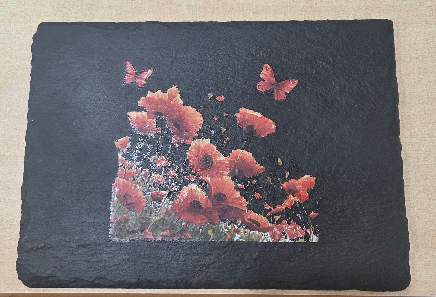 Bespoke Poppy Slate Trivet/Coaster