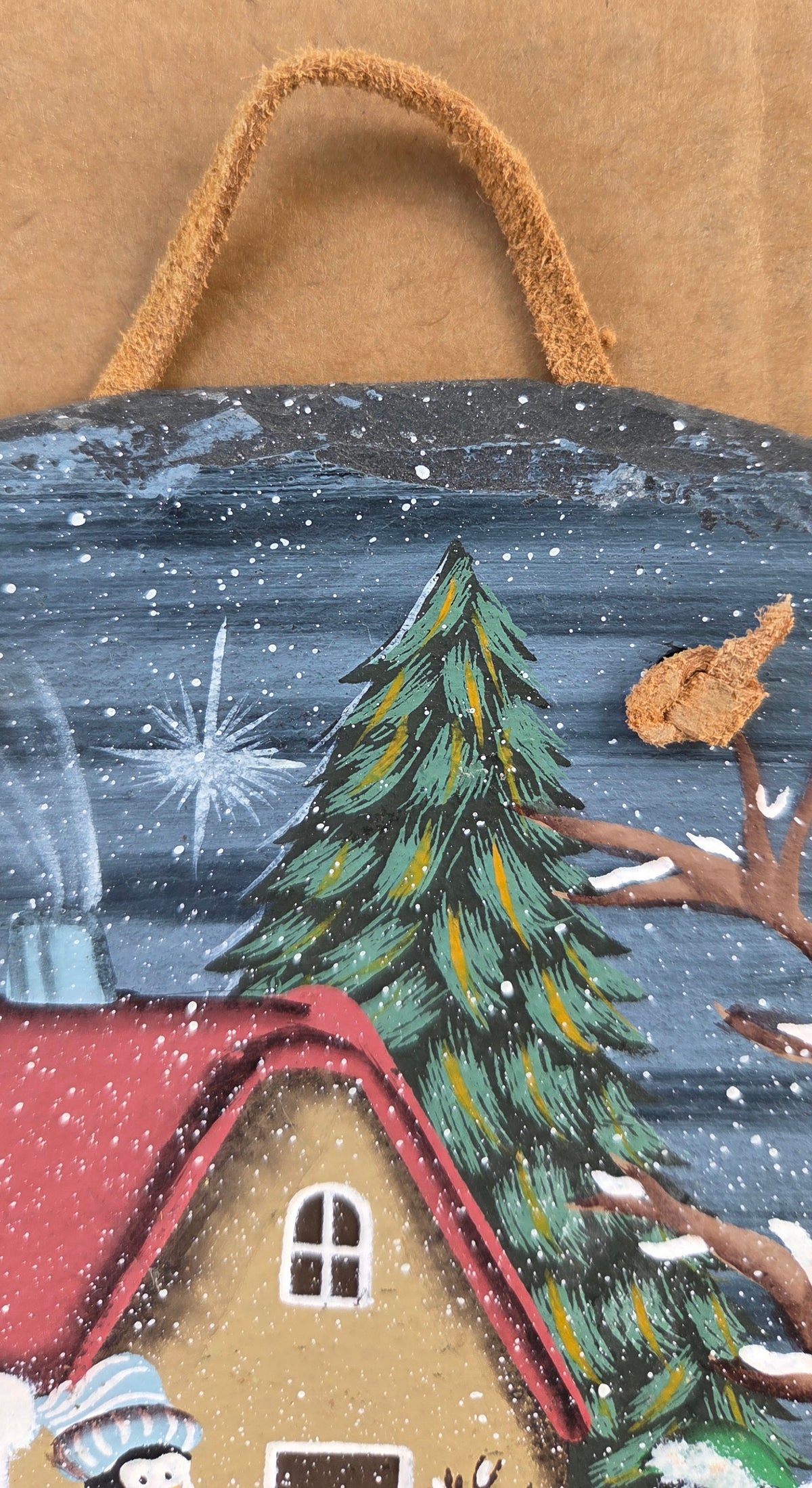 Hand Painted Winter Penguins Slate