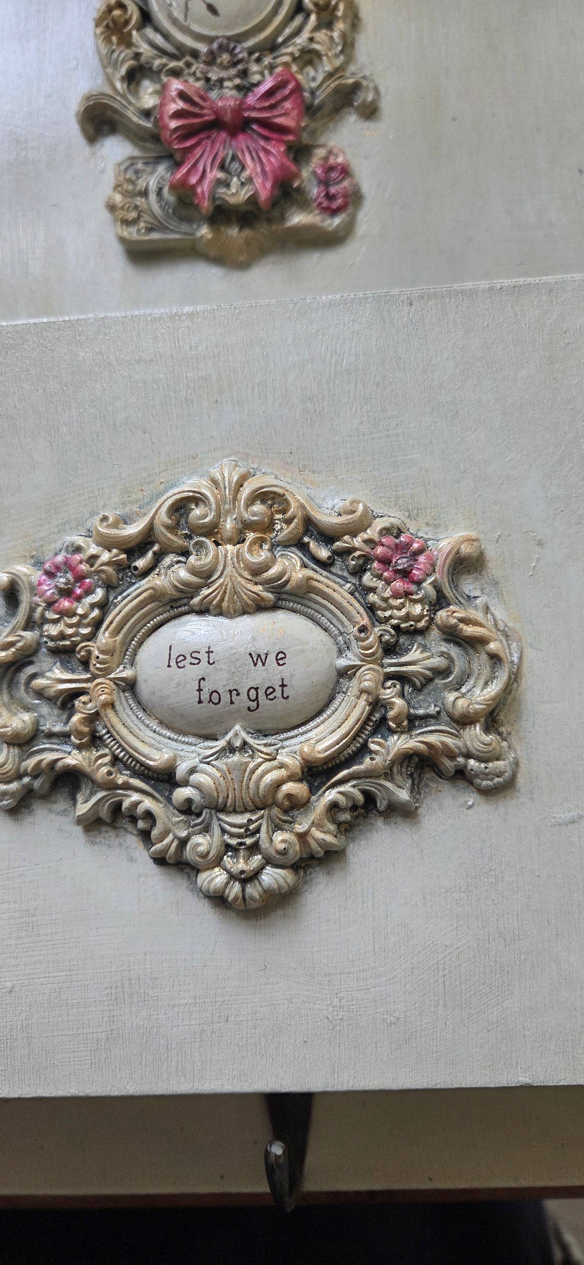 "Lest We Forget" Vintage French Cottage Inspired Hanging Letter and Key Holder