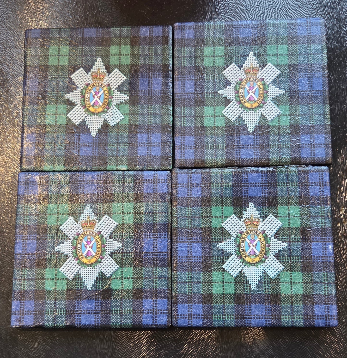 Set of 4 Scottish Themed Coasters - 2 sets available - Robbie Burns or Black Watch available.