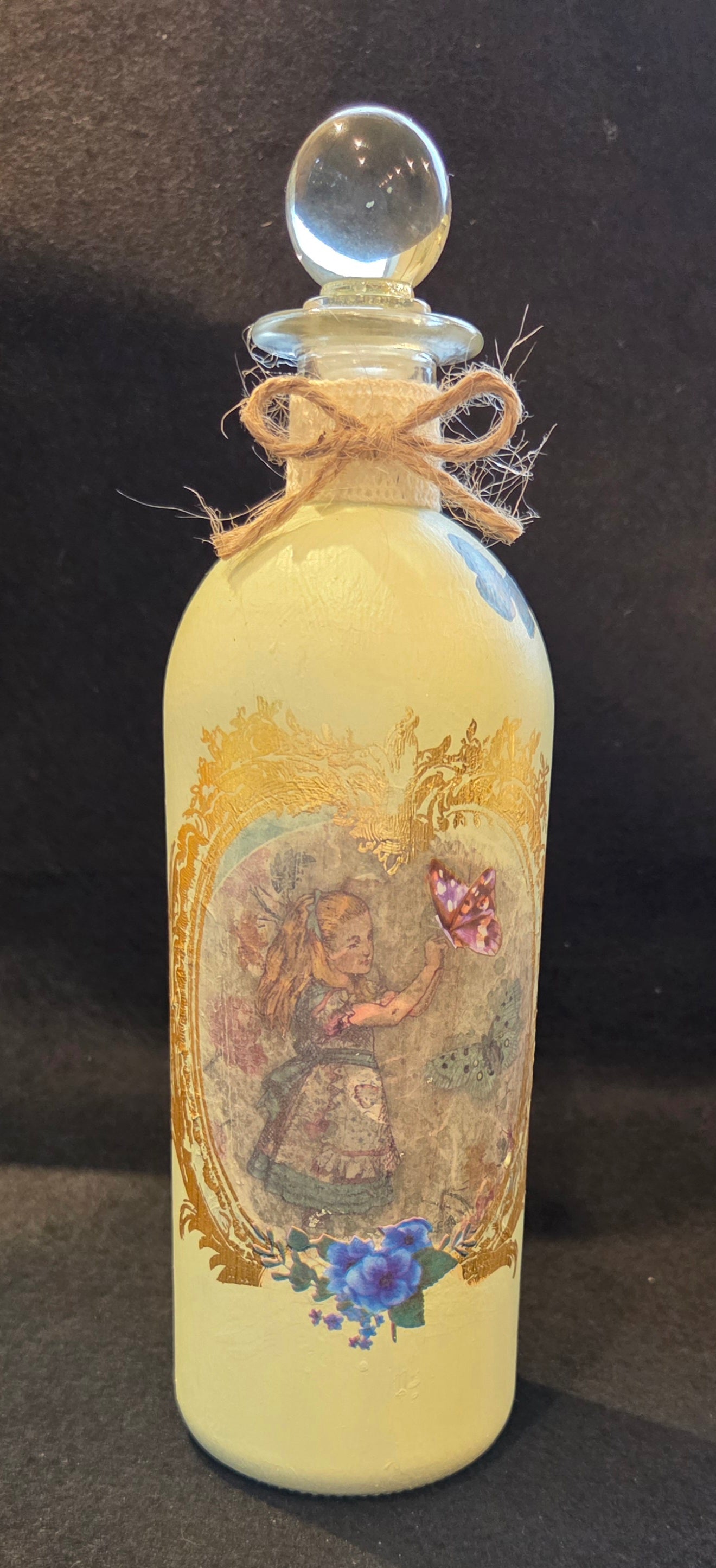 Hand Decorated Bottle - Alice in Wonderland Theme