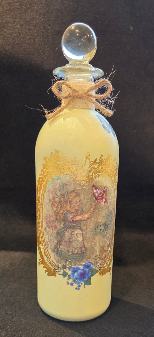 Hand Decorated Bottle - Alice in Wonderland Theme
