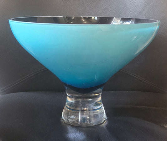 Mid-Century Hand Blown Glass Pedestal Bowl
