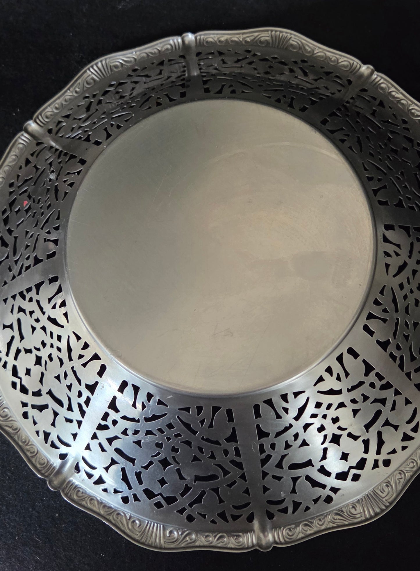 Delicate Hand Decorated Cut Out Steel Dahlia bowl.