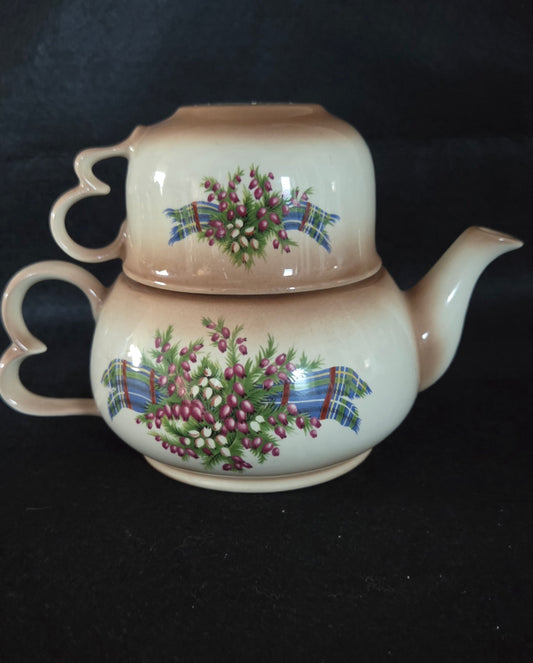 Vintage Stacking Tea for One Teapot and Cup Set