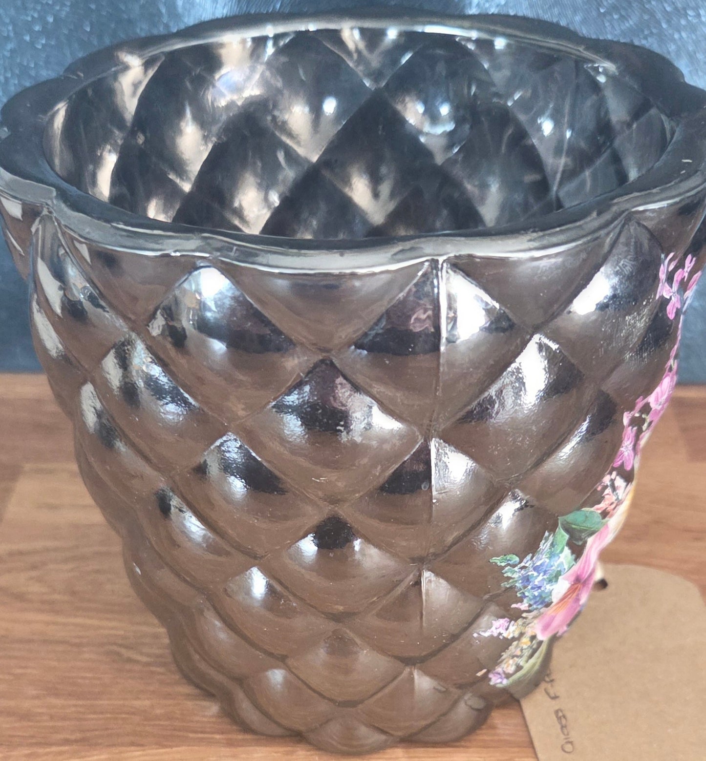 Bespoke Heavy Glass Floral Flower Pot