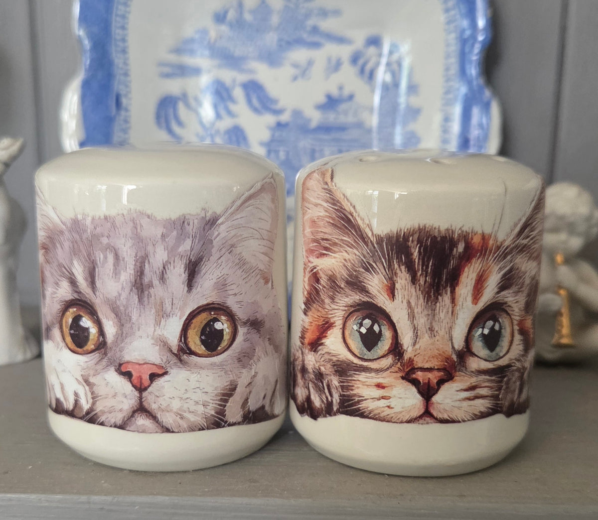 Adorable Bespoke Ceramic Cat Salt and Pepper Shakers