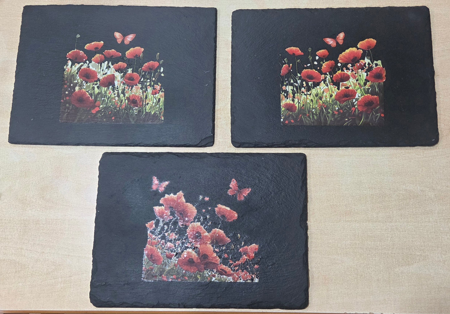 Bespoke Poppy Slate Trivet/Coaster