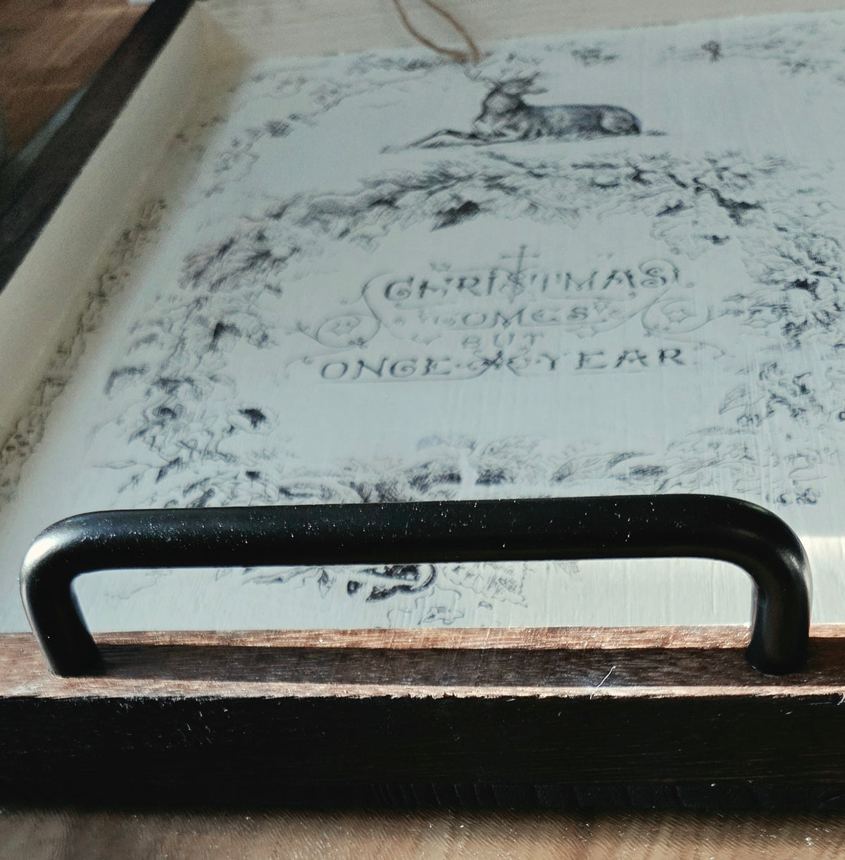 Wooden Vintage Christmas Themed Tray