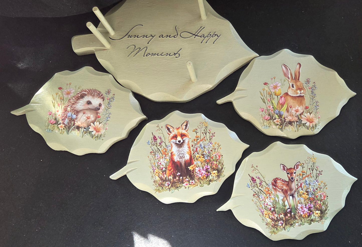 Woodland Friends Stacking Wooden Coasters