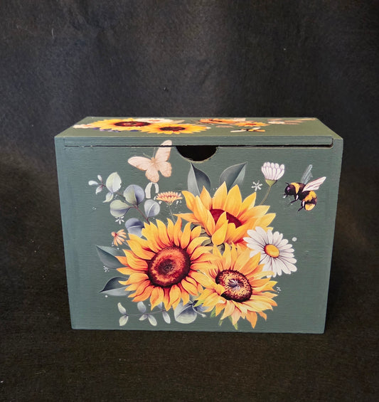 Wooden Sunflower storage (Recipe) box