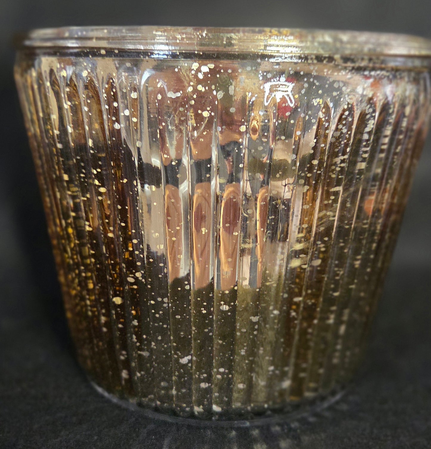 Floral and Hedgehogs Gold Mercury Glass Flower Pot