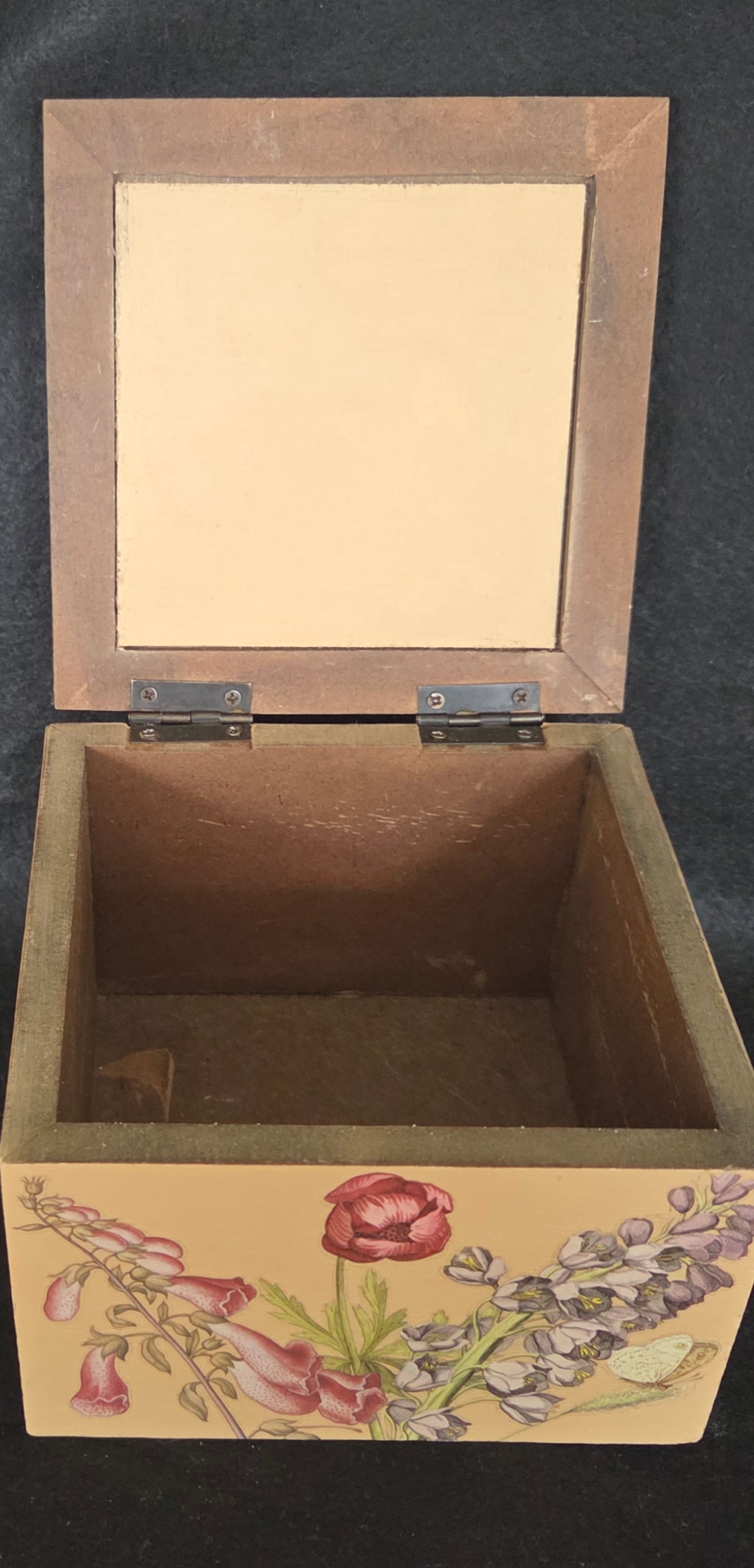 Square Floral Peach Wooden Box