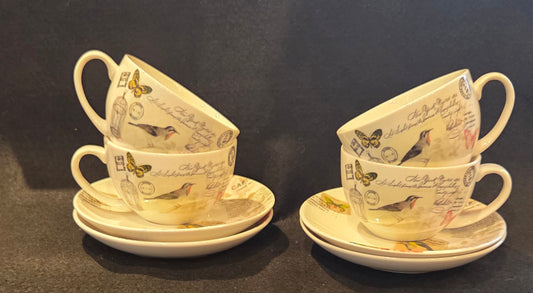 Set of 4 Vintage inspired Cups and Saucers by Creativetops