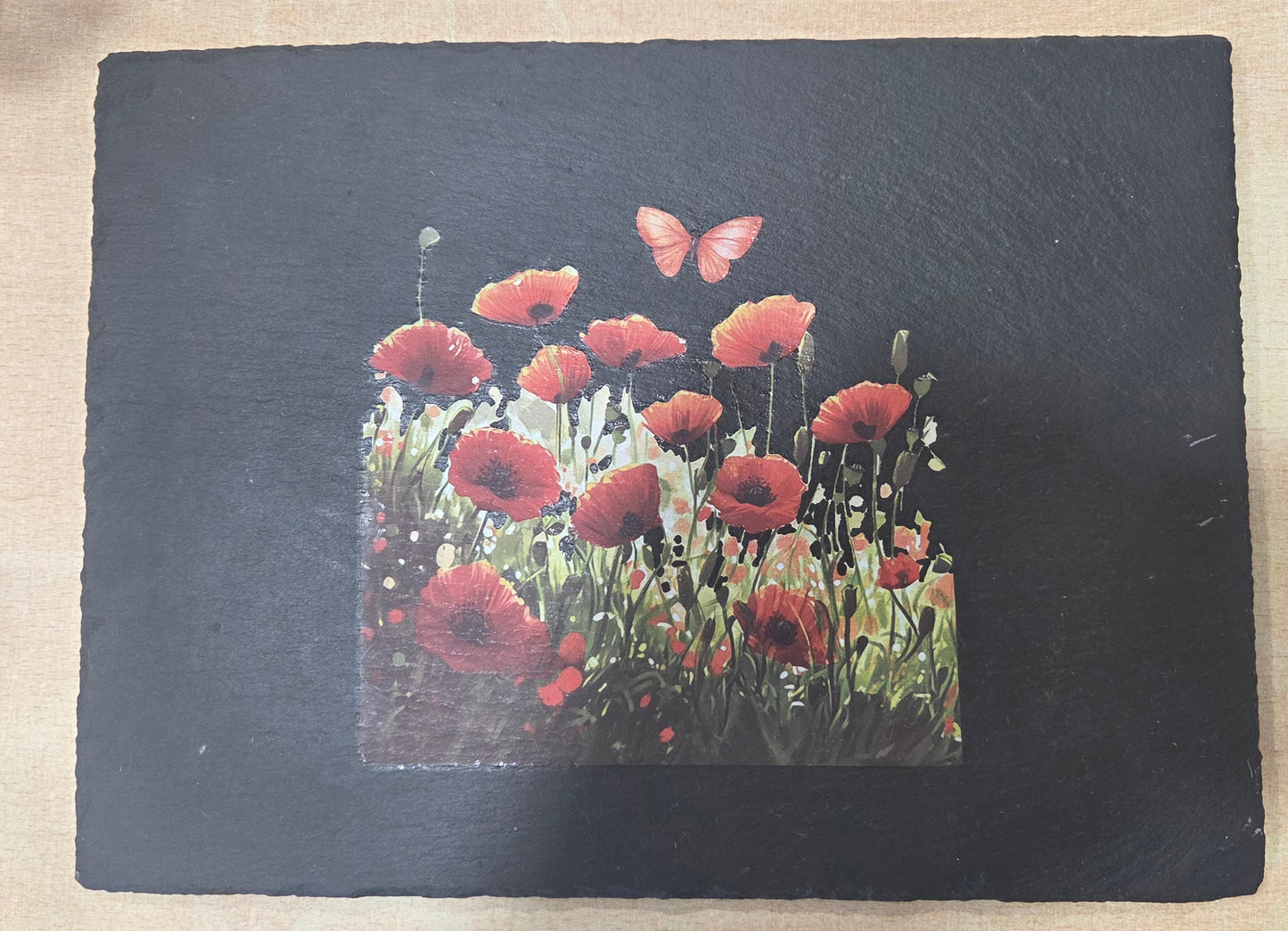 Bespoke Poppy Slate Trivet/Coaster