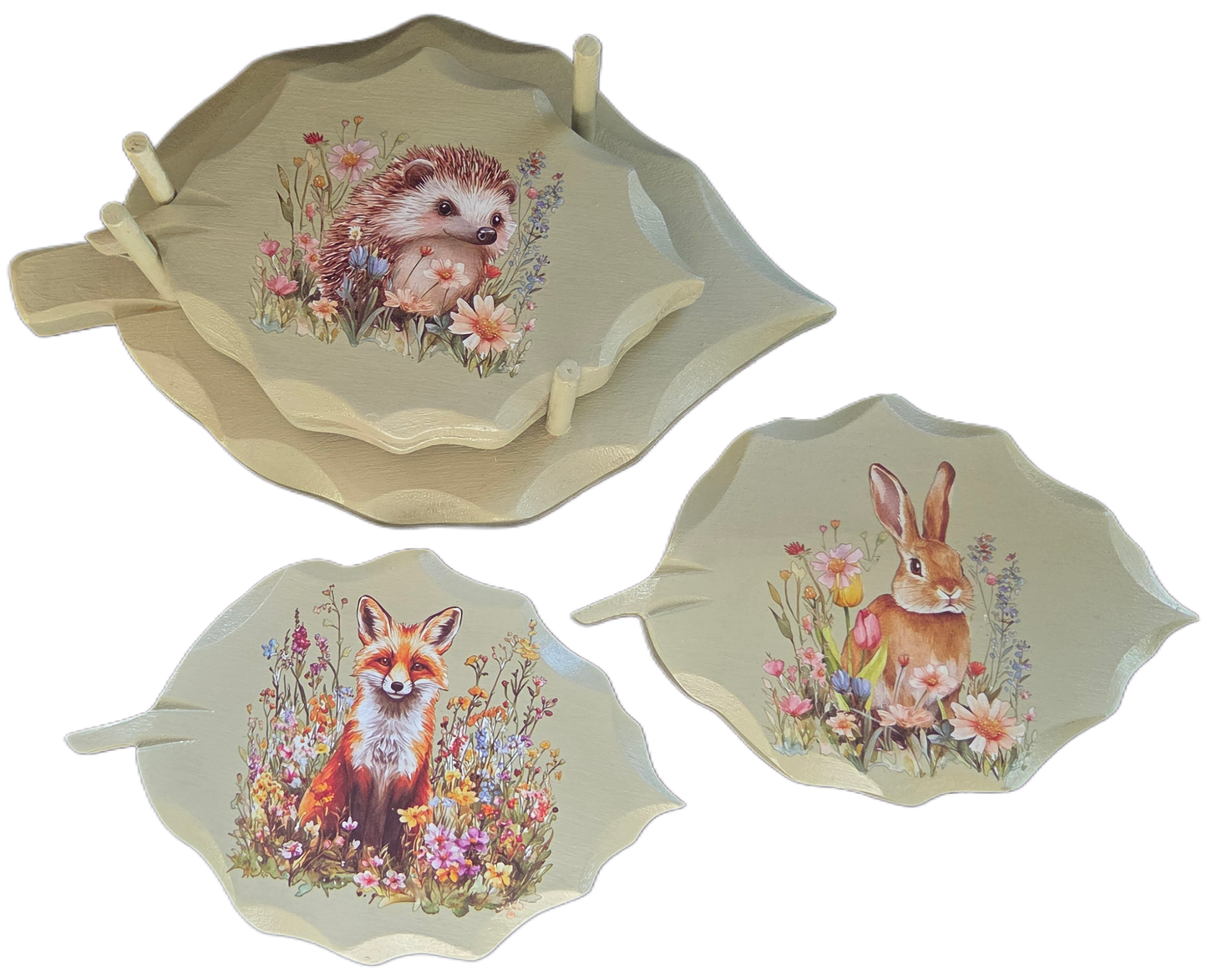 Woodland Friends Stacking Wooden Coasters