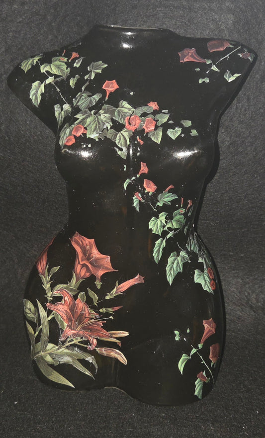 Bespoke Hand Decorated, female form Vase