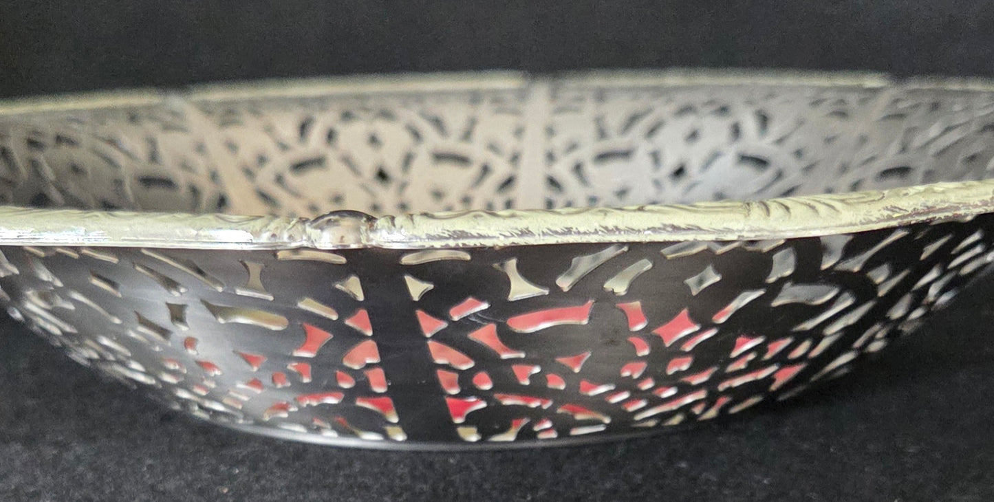 Delicate Hand Decorated Cut Out Steel Dahlia bowl.