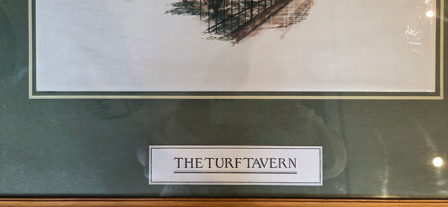 Framed print of painted portrait of the Turf Tavern Pub Oxford. Two sizes avaiable.